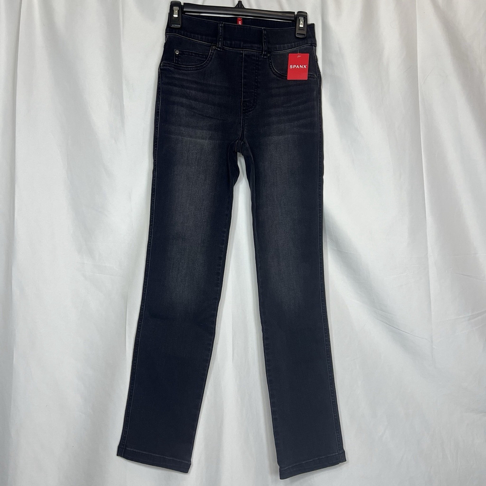 Spanx Women's Straight Leg Jeans Vintage Black High Rise XS Pull-On Pant Stretch